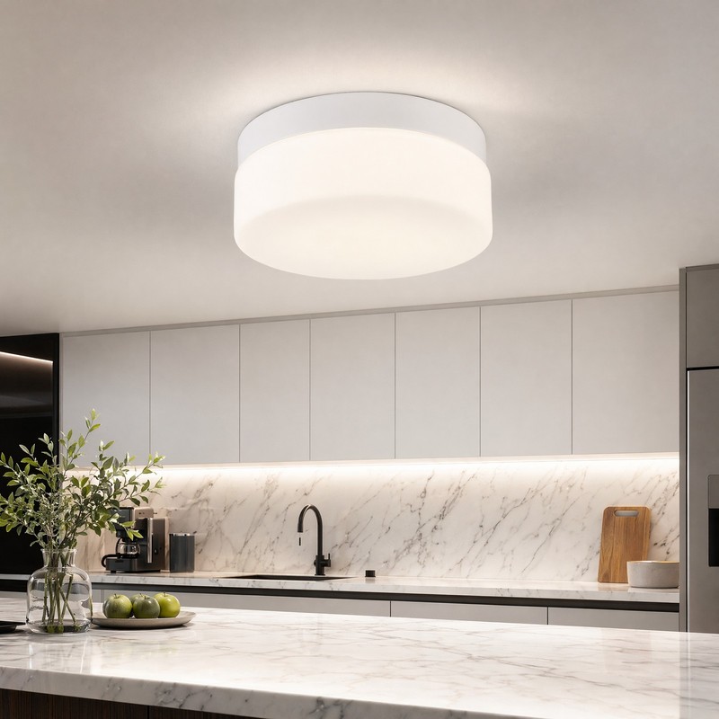 12'' Modern 24W LED Ceiling Light White 5CCT Dimmable Glass Flush Mount Fixture gallery