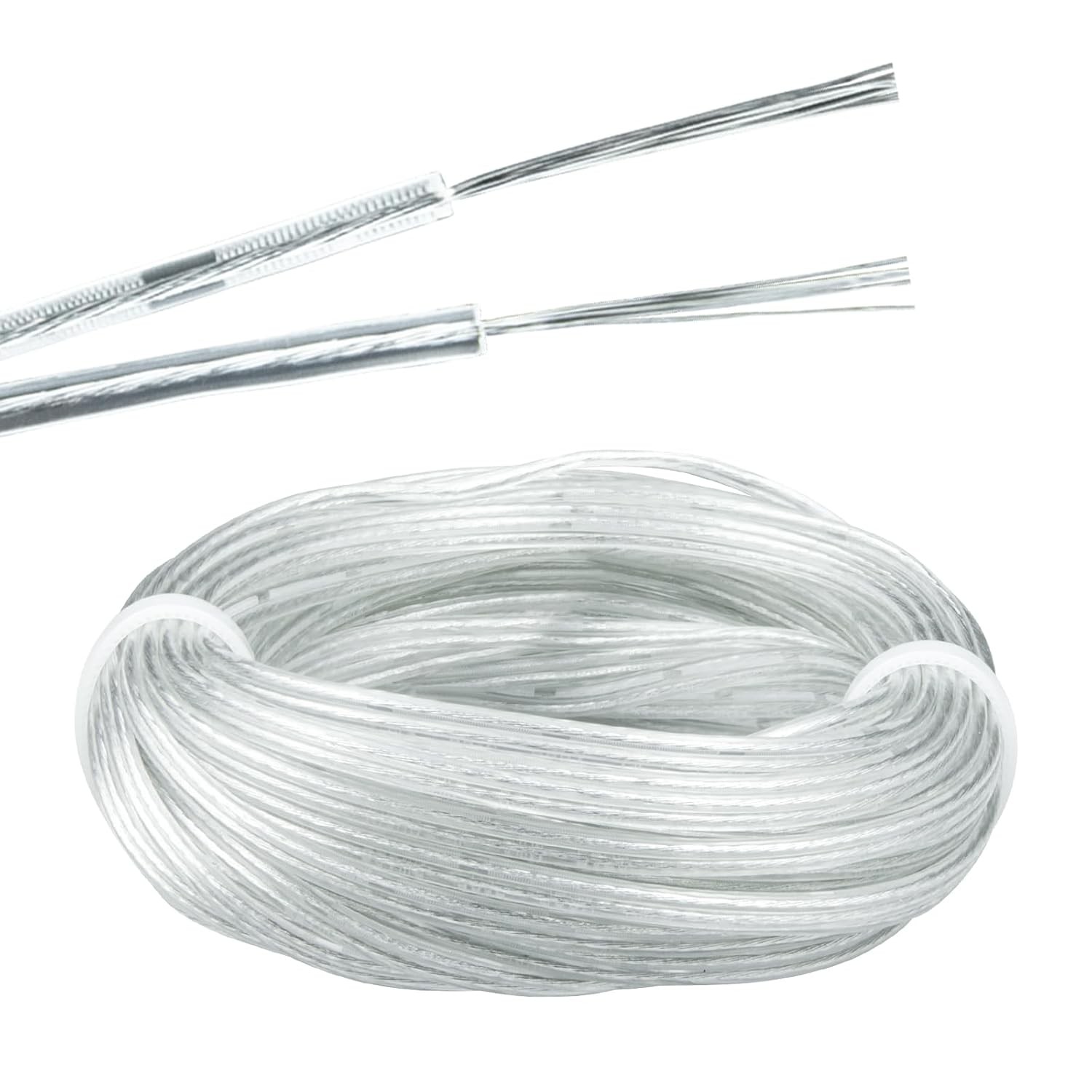 28AWG 2 Conductor Transparent Wire 10 Meters/32.8FT UL Certified 10M, White gallery