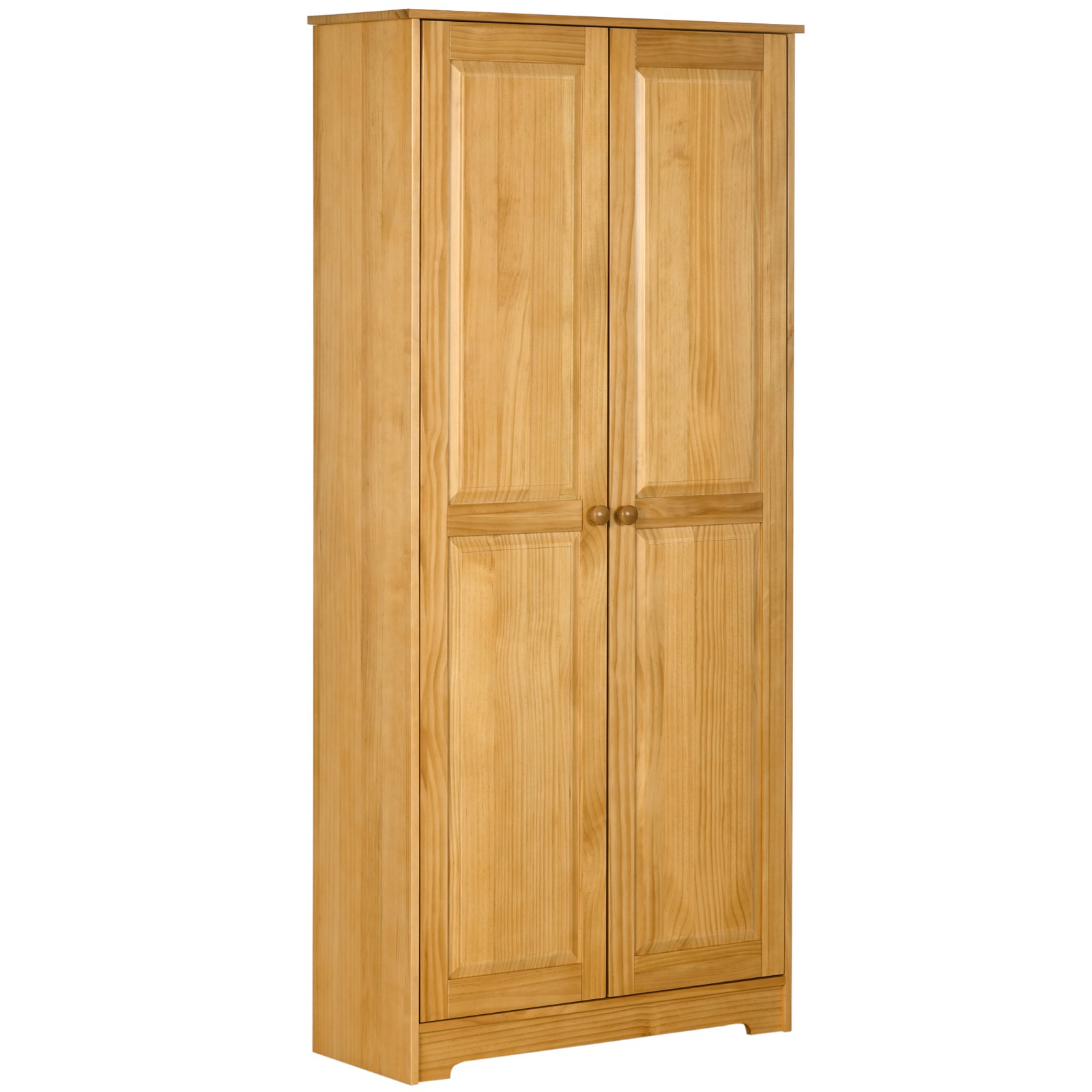 HOMCOM 67" Pinewood Kitchen Pantry Storage Cabinet with 2 Doors, Brown gallery