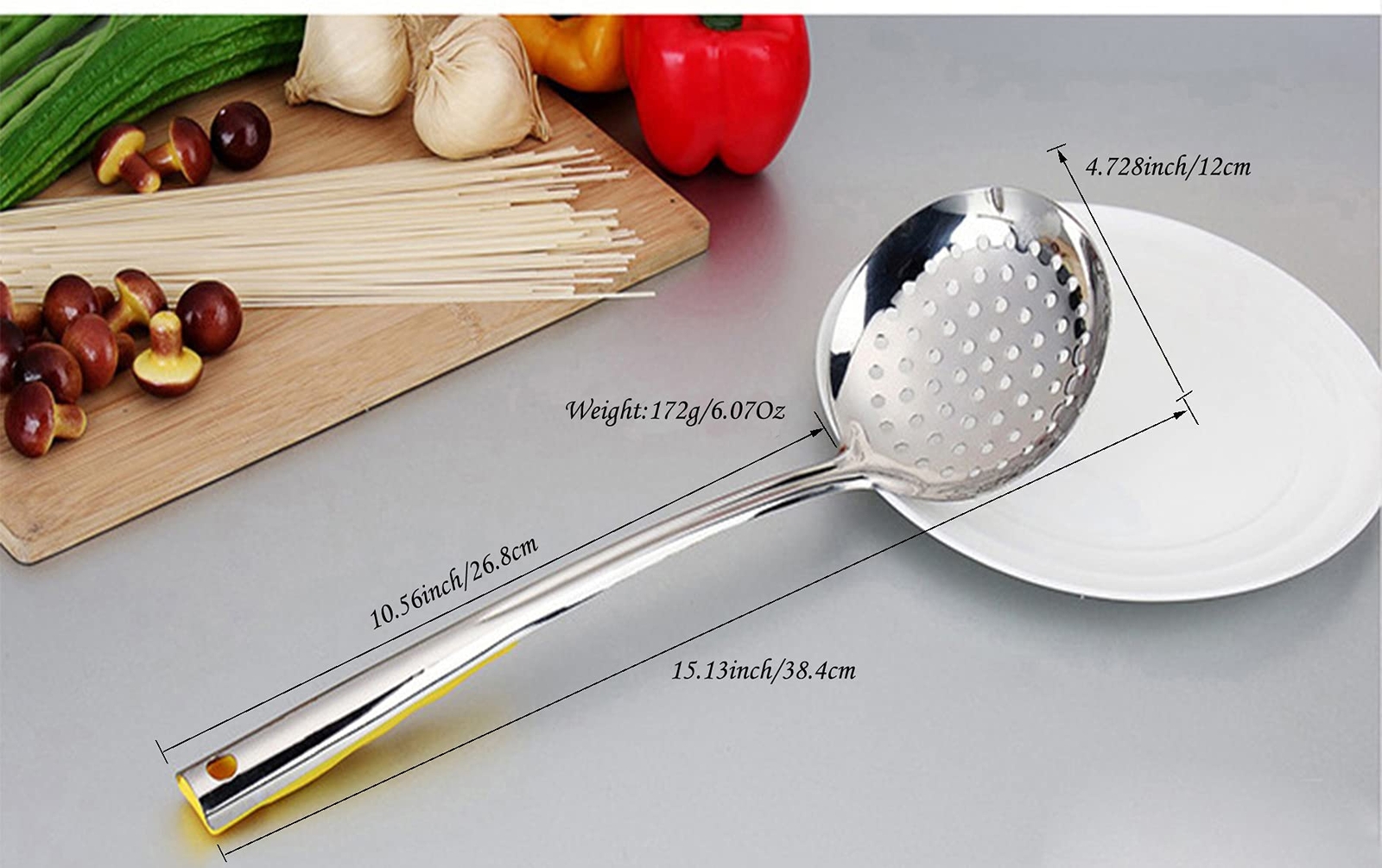 12CM Stainless Steel Slotted Spoon with Heat Resistant ABS Handle for Straining gallery