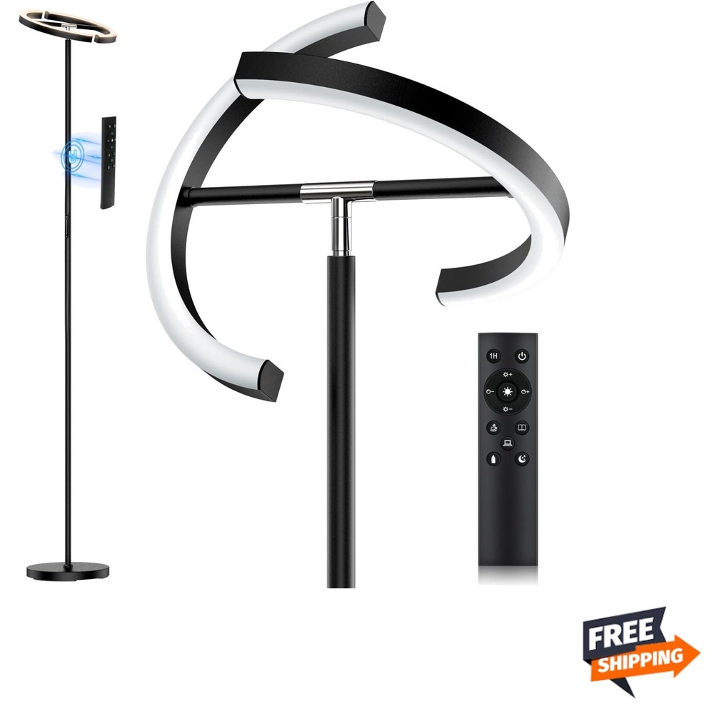 LED Floor Lamp - Rotatable Standing Lamp with Touch & Remote Control, 3000-60...