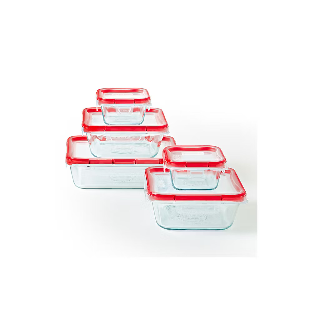 Pyrex Glass Food Storage Jars Containers Clear Set 10pc FreshLock Heat gallery