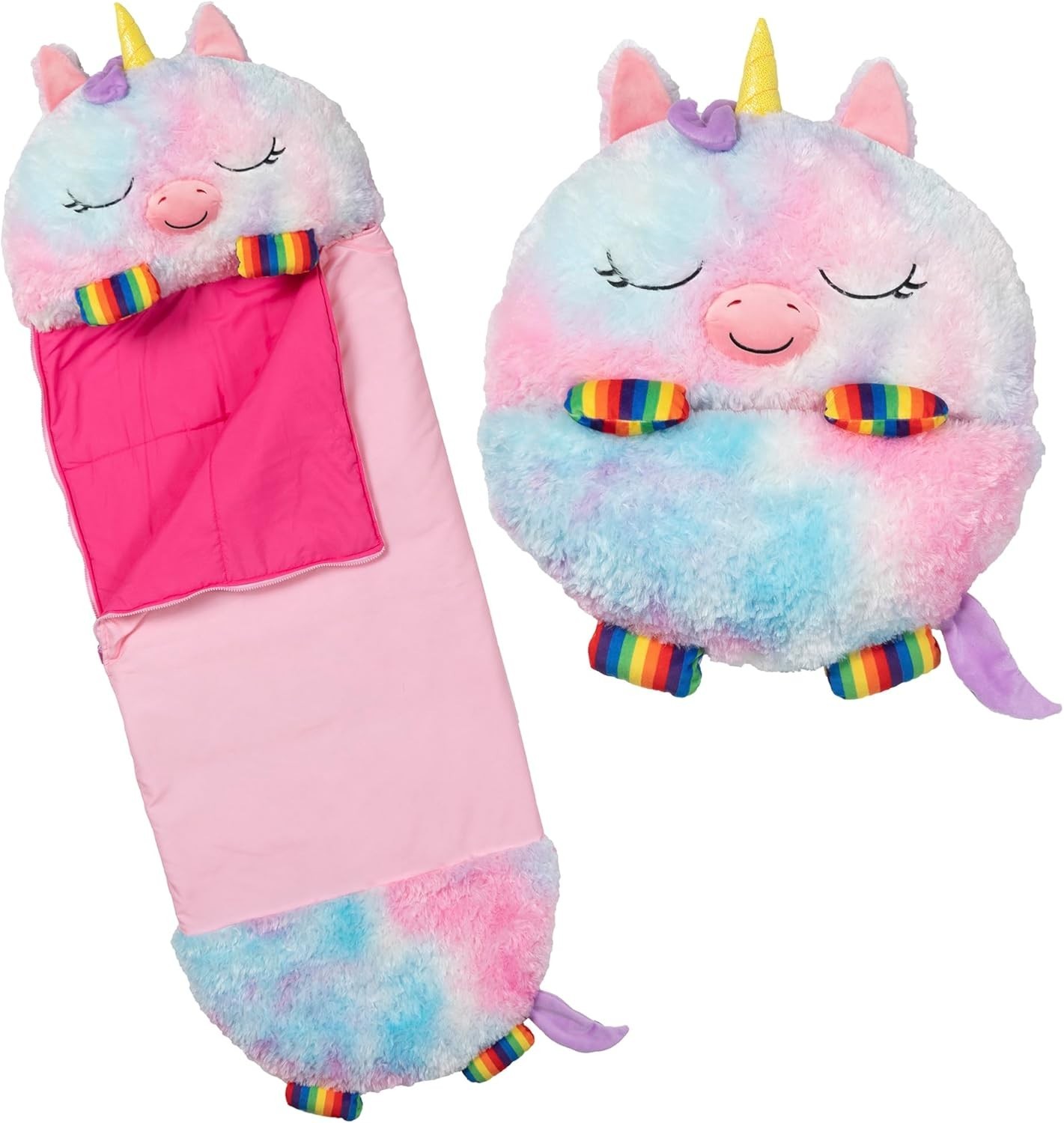 Happy Nappers: Pillow & Sleepy Sack: Medium - Rainbow Unicorn - 54 x 20, Plush A gallery
