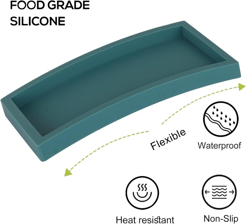 Small Silicone Bathroom Vanity Tray Rectangle Soap and Sponge Holder Kitchen Sin gallery