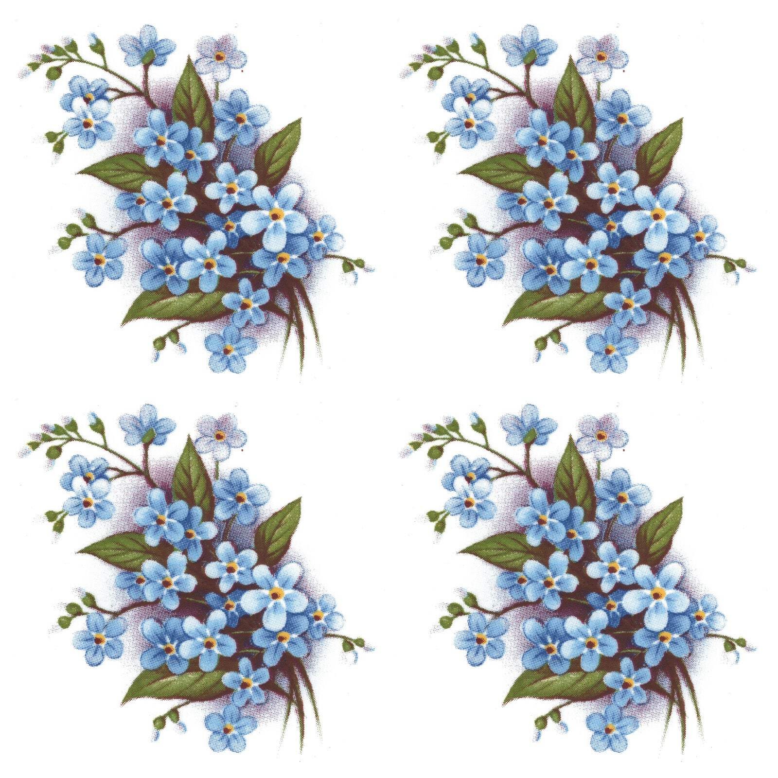 Flowers Forget Me Not Spray Blue 2 Inch 12 pcs Overglaze Ceramic Decals gallery