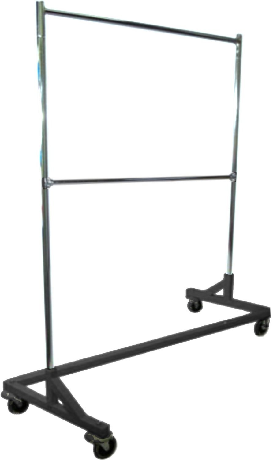 5' Foot Adjustable Height Commercial Double-Rail Rolling Z Rack Chrome & Black gallery