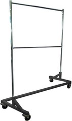 5′ Foot Adjustable Height Commercial Double-Rail Rolling Z Rack Chrome & Black