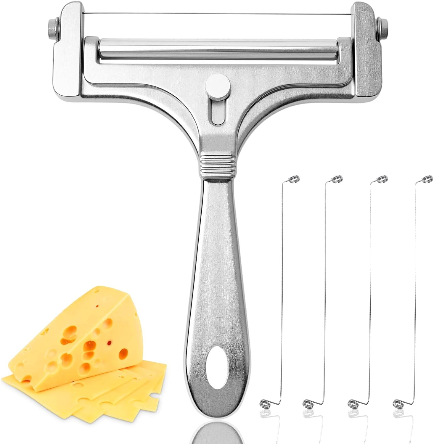 Stainless Steel Wire Cheese Slicer With 4 Extra Wires Adjustable Thickness, Hand gallery