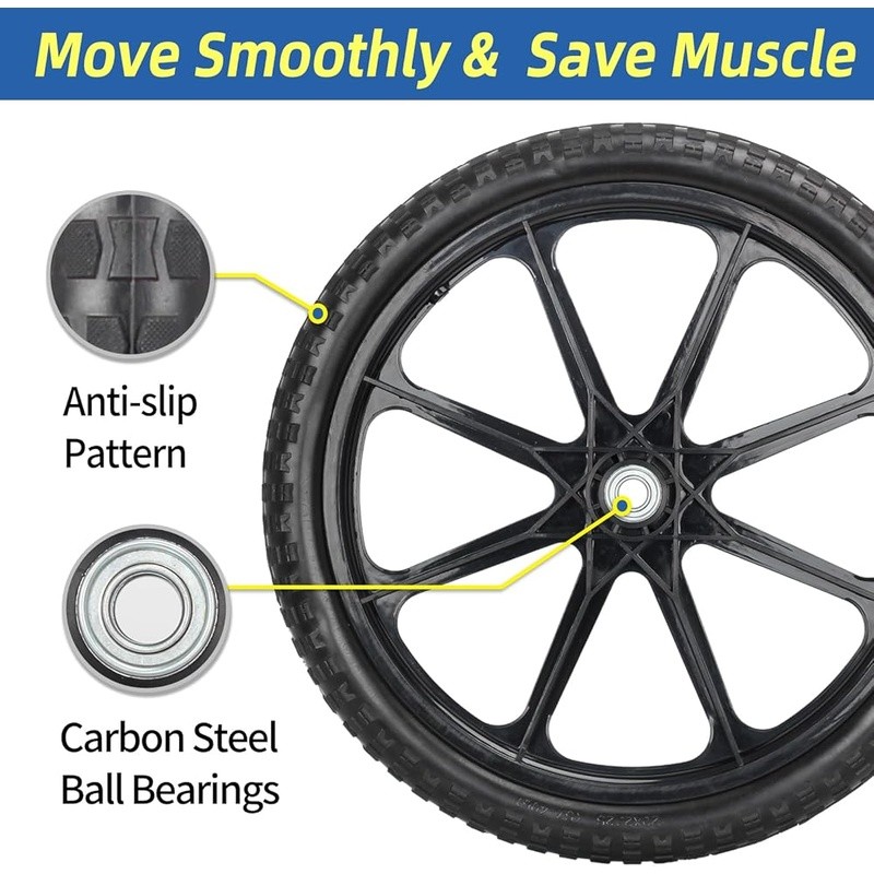 20in Flat Free Solid Airless Tire Heavy Duty Replacement Rubbermaid Equipment US gallery