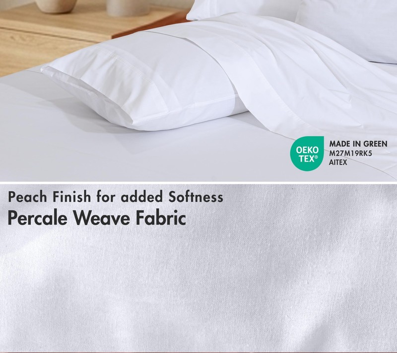 100% Cotton Percale Sheets Split King Size 7 Piece Set, Cooling Bed Sheets fo... gallery