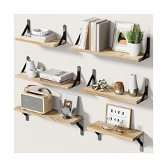 AMADA HOMEFURNISHING Wall Shelves Set of 6, Rustic Farmhouse Style,… Fast Ship