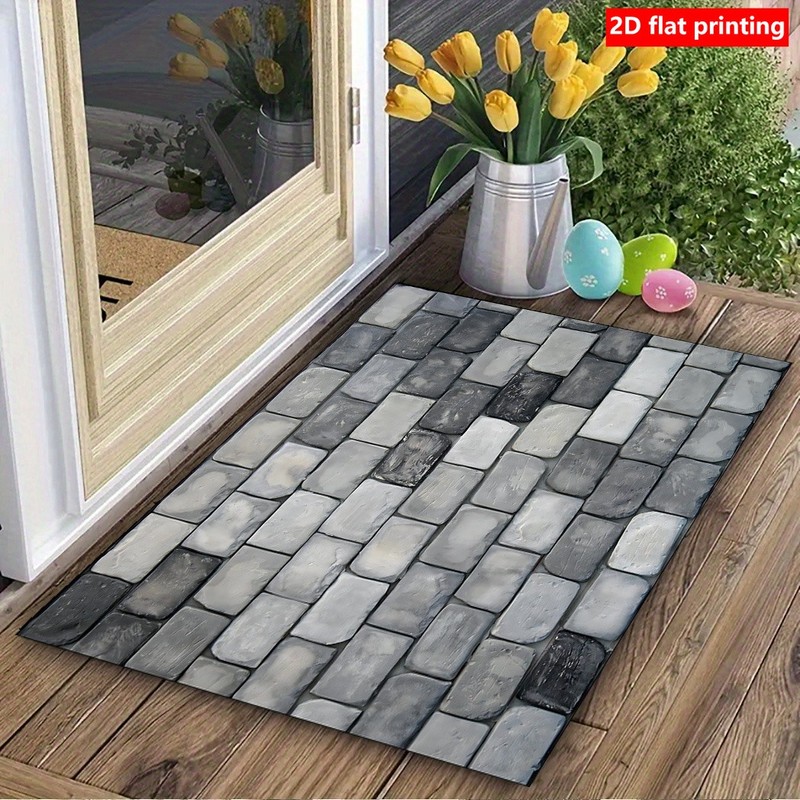 Stone Pattern Non Slip Welcome Door Mat 2D Flat Printed Modern Indoors Mat❀ gallery