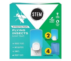 STEM Indoor Fruit Fly Light Trap, 2 Pack Plug-ins and 4 Cartridge Starter Kit