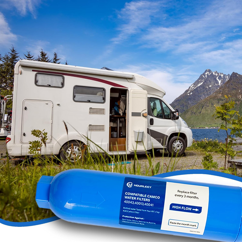 2 Pack RV Inline Water Filter with 2 Flexible Hose Protector, Reduce Bad Taste, gallery