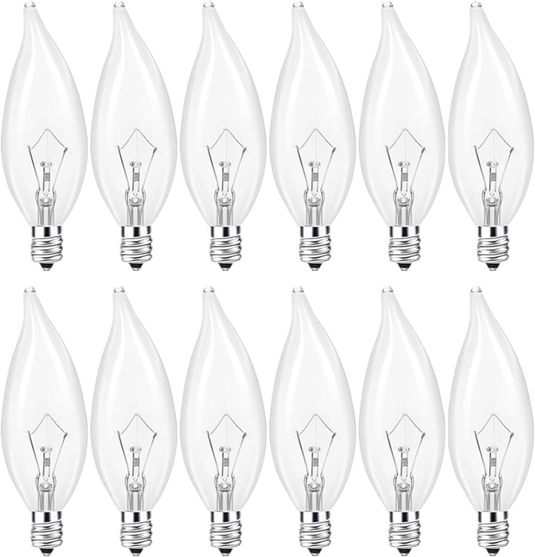 12- Pack E12 Candle Light Bulbs,60W Candelabra Light Bulbs, B10 Clear Candle B gallery