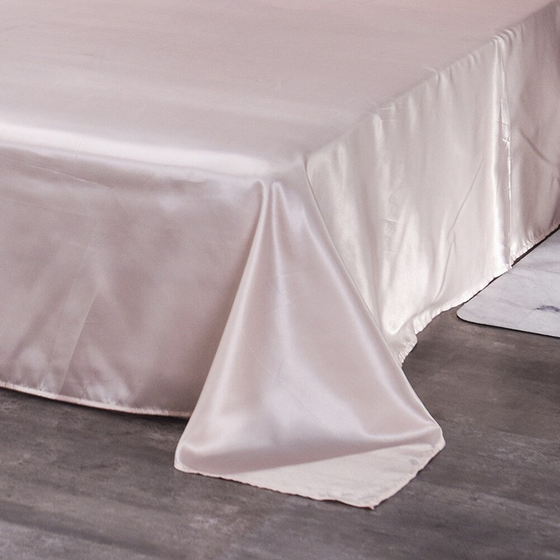 Satin Silk Bedding Set Flat Bed Sheet Pillow Case Flat Sheet Twin/Queen/King Bed gallery