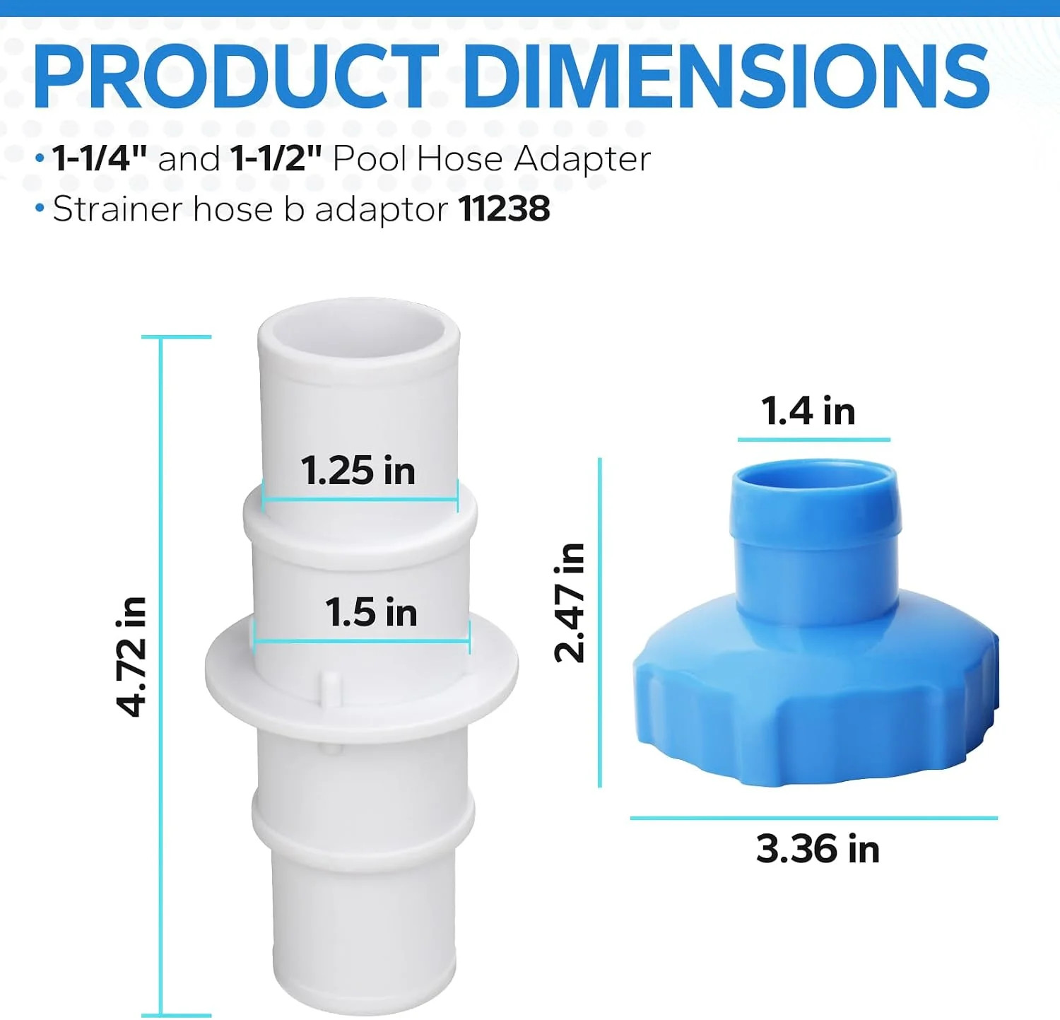 Pool Hose Connector 1-1/4" or 1-1/2" Kit, Replacement Strainer Hose B Adaptor 11 gallery