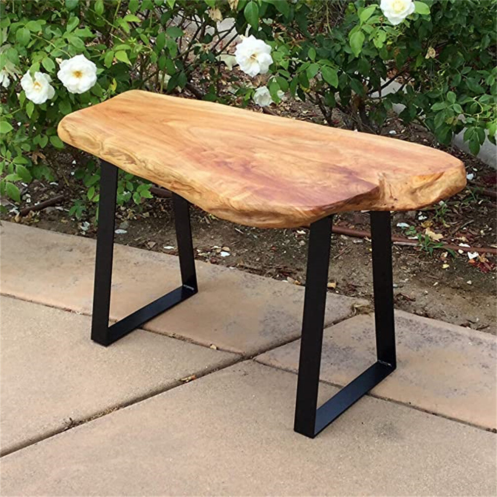 HST Cedar Roots Stool with Flat Iron Leg Bench Stool 27.5" x 14" x 17.4" H gallery