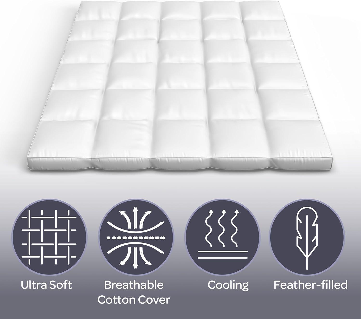 Down Mattress Topper Queen 4Inch Duck and Goose Feather Bed with Cotton Mattress gallery