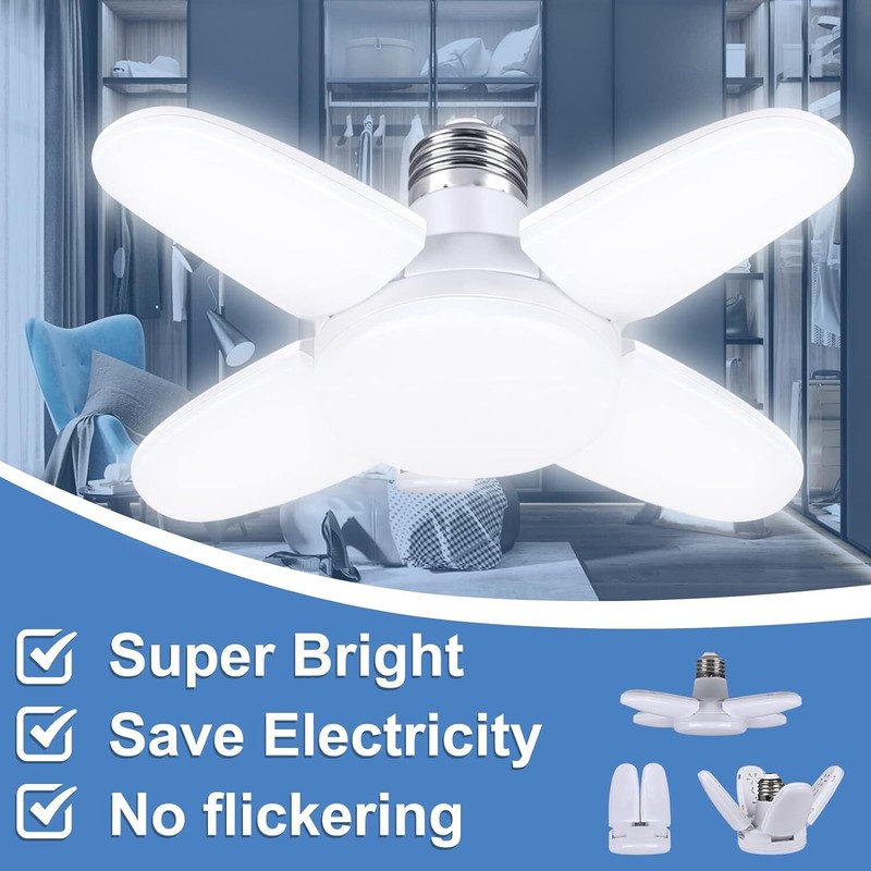 3 PCS LED Garage Light Bulb Deformable Ceiling Fixture Lights E27 Workshop Lamp gallery