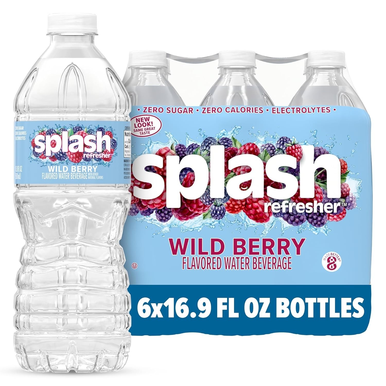 SPLASH REFRESHER Flavored Water Bottles, Wild Berry Flavor - 6-Pack, 16.9 Fl Oz gallery
