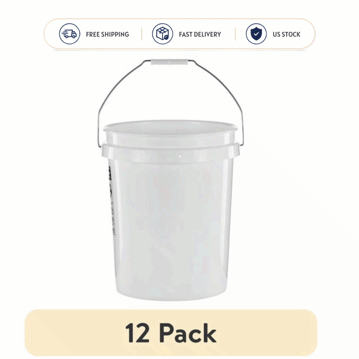 (12 Pack) United Solutions 5 Gallon Utility Bucket White Food Grade Pails gallery
