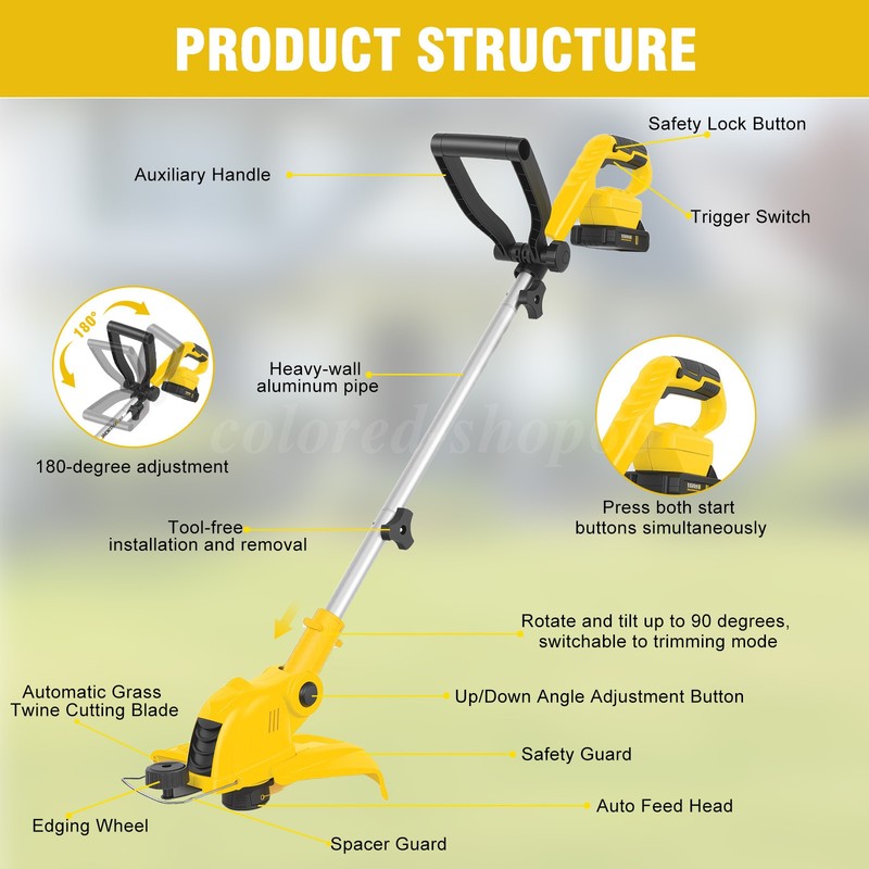 2-IN-1 Electric Cordless Grass String Trimmer Lawn Edger Weed Wacker Cutter USA gallery