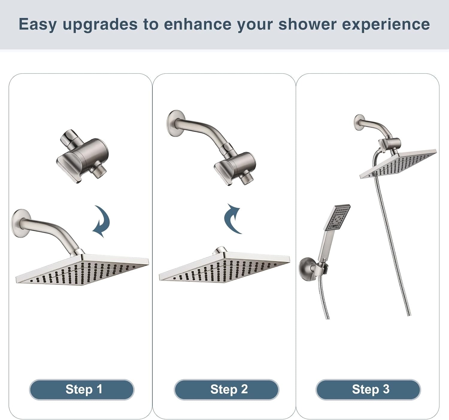 NEW "Bright Shower" 3-Way Shower Head Diverter Valve PBA0907- Brushed Nickel gallery