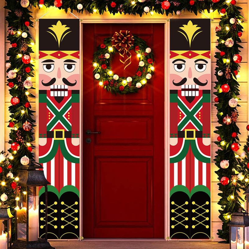 Nutcracker Soldier Christmas Decorations, 2Pc 71X13In Outdoor Yard Banner, Fade gallery