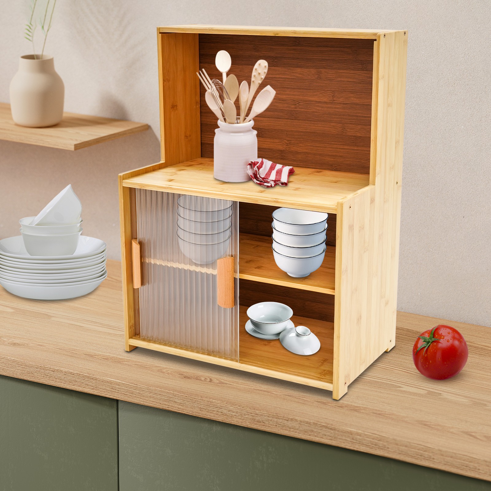 Kitchen Pantry Storage Cabinet Small Countertop Storage Sideboard Cupboard gallery