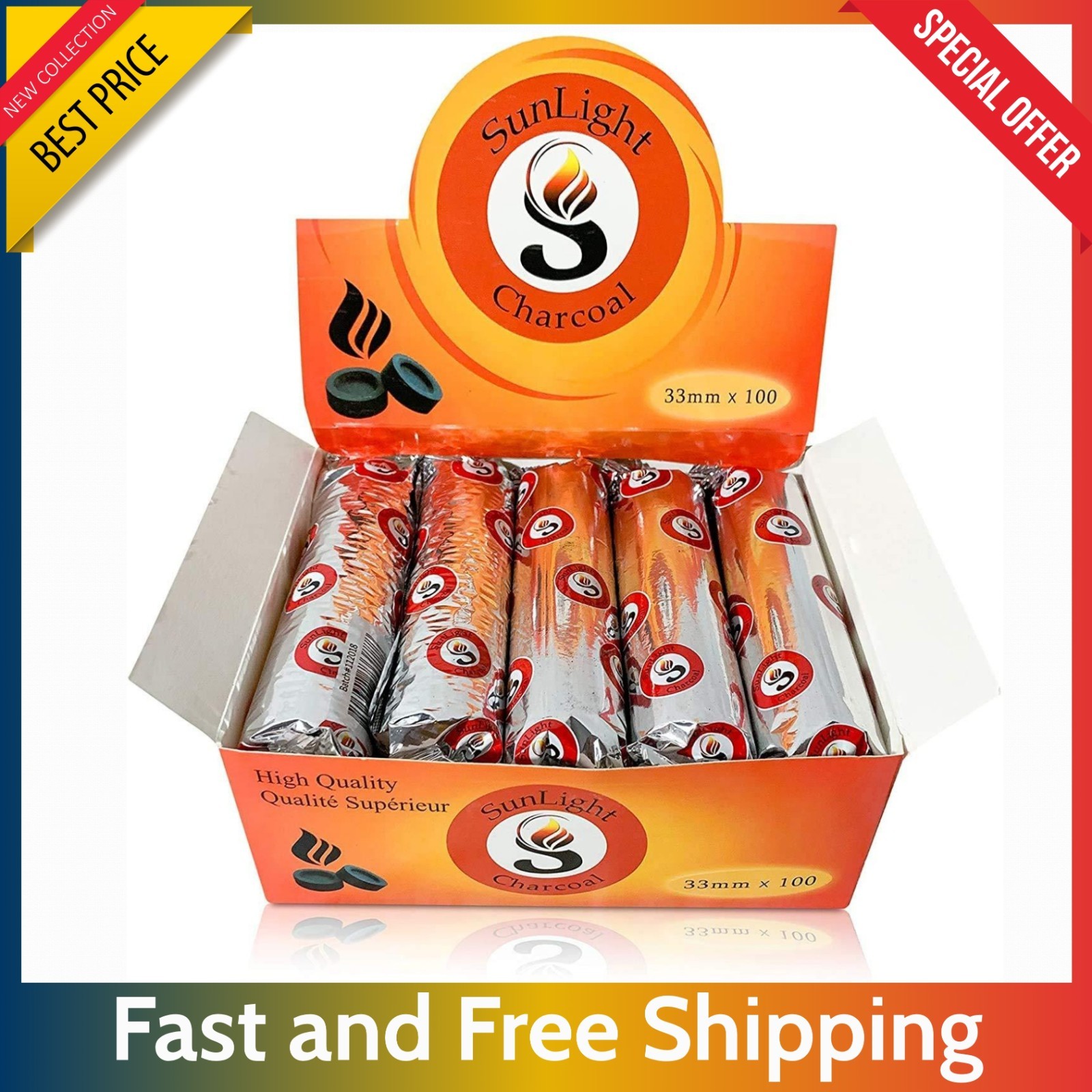100 Ct Charcoal Tablets 33 mm - Quick Light Discs for Incense Resin Burner Rolls gallery