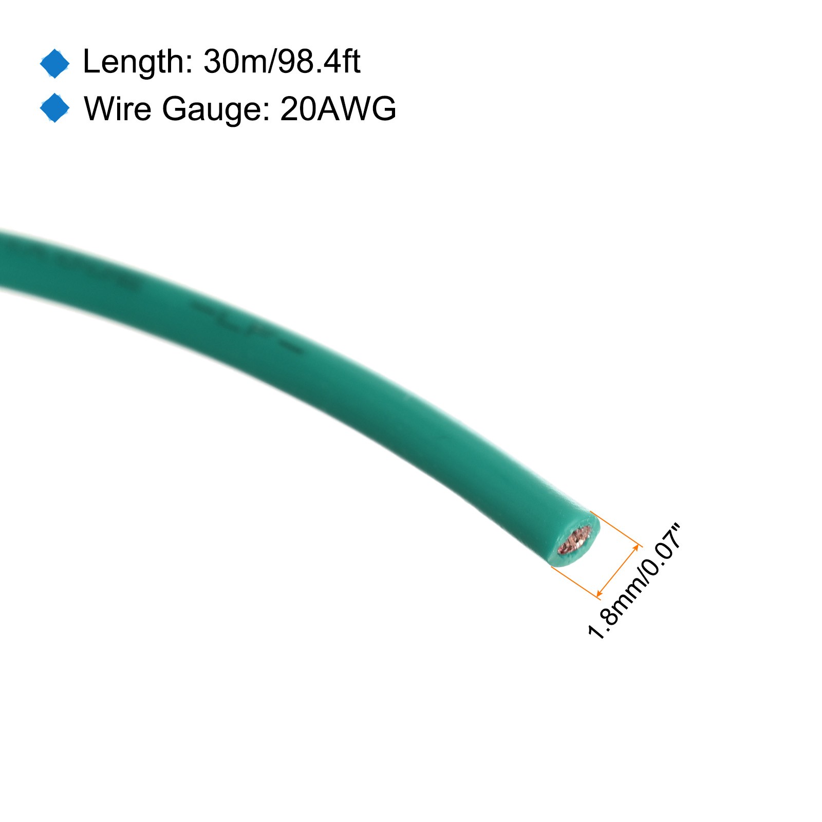 20AWG Stranded Wire Hookup 30M/100ft Green, Electrical Wire UL1007 Spool gallery