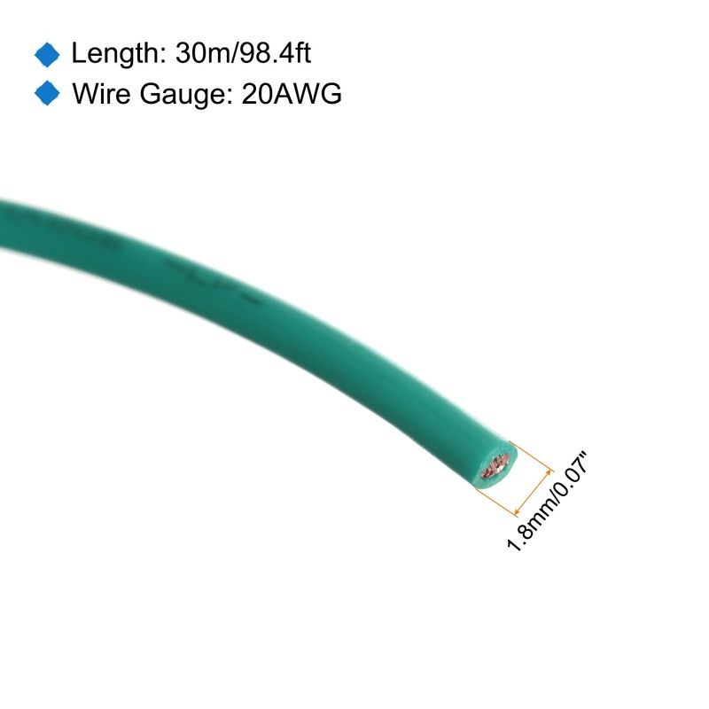 20AWG Stranded Wire Hookup 30M/100ft Green, Electrical Wire UL1007 Spool gallery