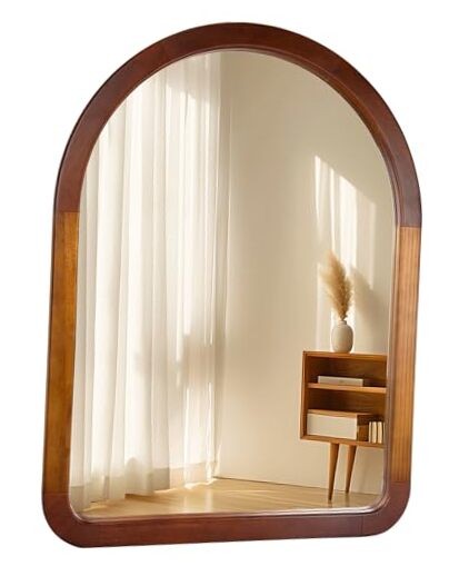 Arch Large Mirror 30 x 40 Inch,Brown Wood Rustic 40"L x 30"W Walnut Brown gallery