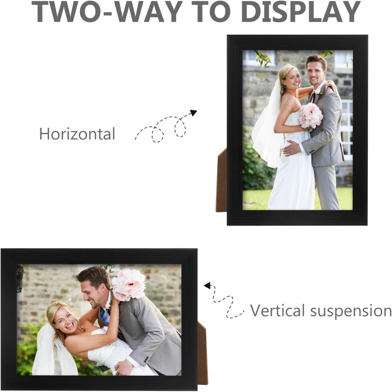 PECULA 2 Pack 4X6 Frames, Black Wall & Tabletop Display, Clear Photo Frame gallery