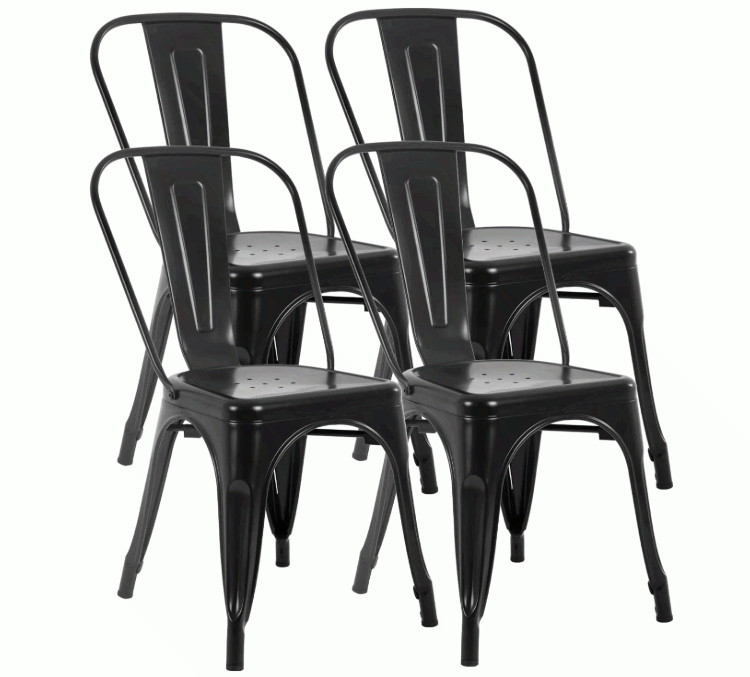 FDW Metal Dining Chairs Set 4 Stackable Tolix Side Chairs Black gallery