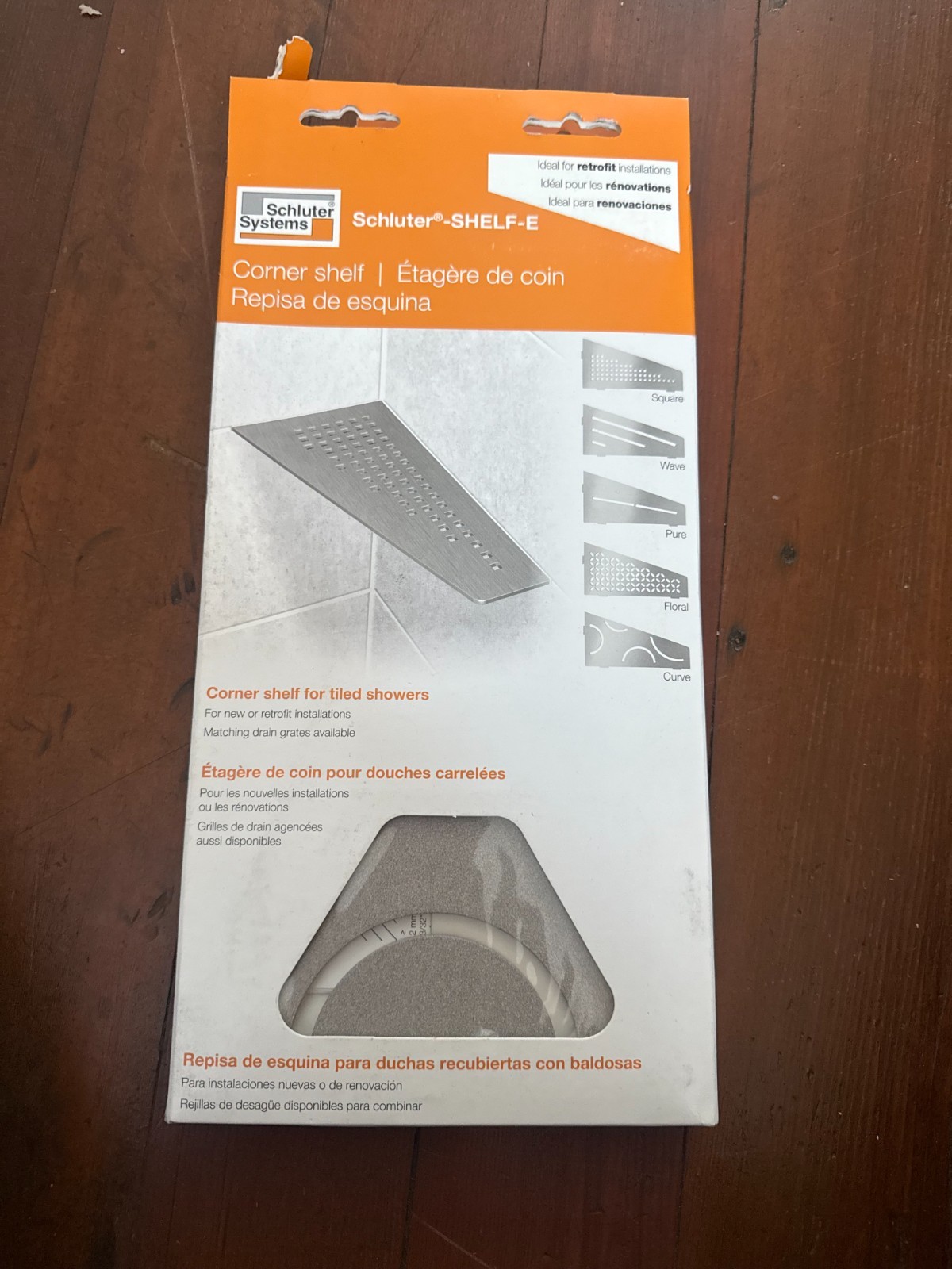 Schluter Systems Shelf Quadrilateral Corner Curve Stone Grey-SES3D6TSSG gallery