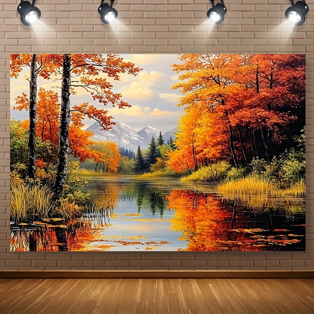 1pc Autumn Forest Tapestry, Polyester Wall Hanging, Universal Holiday Decor, Roo gallery