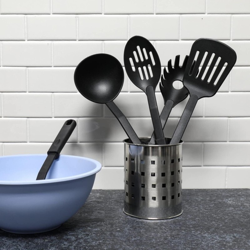 5pc Nylon Kitchen Cooking Tool Set - Turner Slot Mixing Spoon Ladle & Pasta Fork gallery