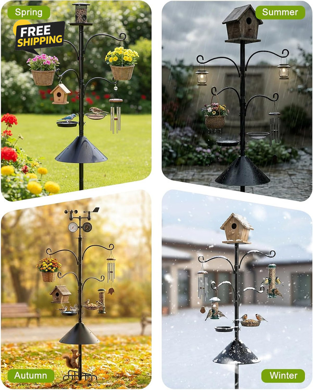 Bird Feeder Pole, 93" Shepherds Hooks Squirrel Proof for Outdoor, Heavy Duty gallery