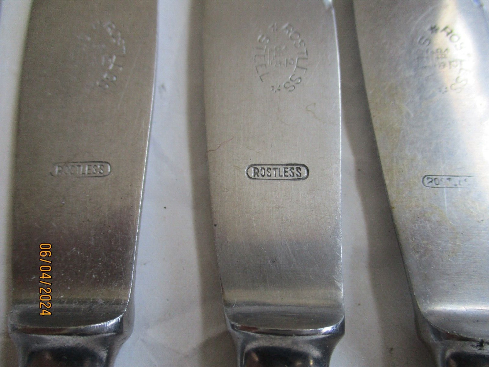 6 Flatware Pieces, ROST LESS STEEL, Stainless, Forks/Knives, Czechia Mortar Mark gallery