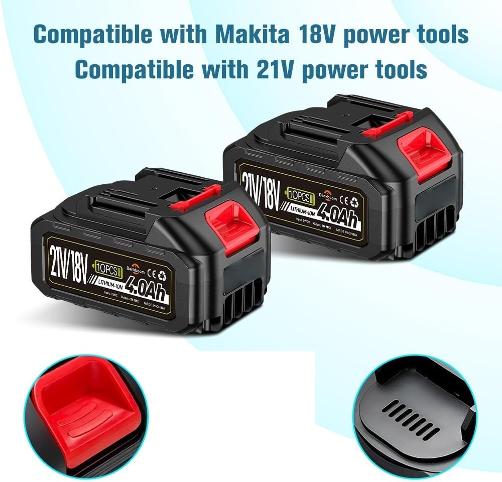 2 Pcs Batteries Replacement for Makita, 4.0Ah 4000Mah Battery for 18V 20V 21V Po gallery