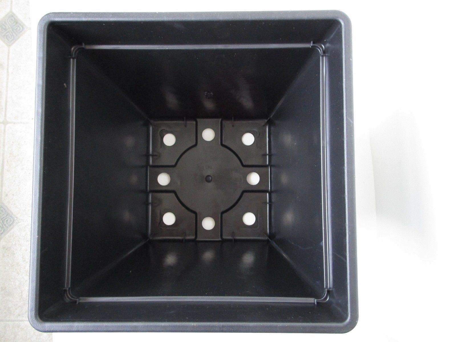 11" BLACK SERENE SQUARE PLASTIC PLANTERS - Set of 2 - pots flower planter gallery