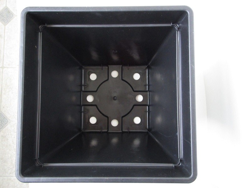 11" BLACK SERENE SQUARE PLASTIC PLANTERS - Set of 2 - pots flower planter gallery