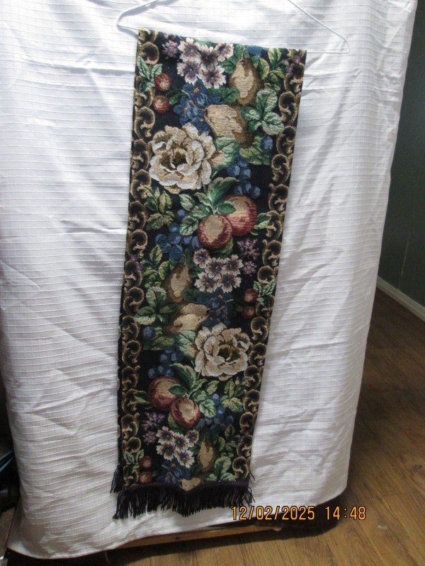 Tapestry Table Runner Floral Pattern 12”X 70”Fringe New gallery