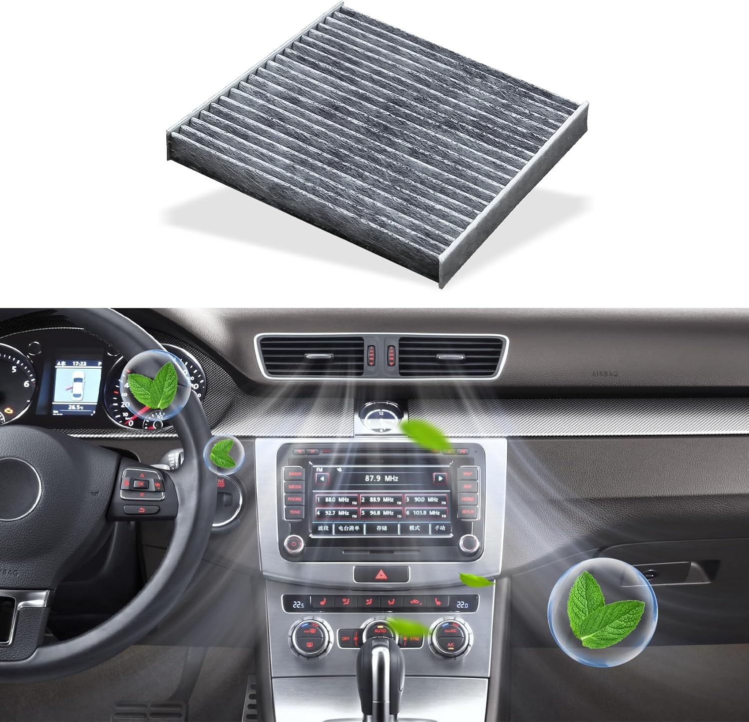 Cabin Air Filter with Activated Carbon, Engine Air Filter, Automotive interior A gallery