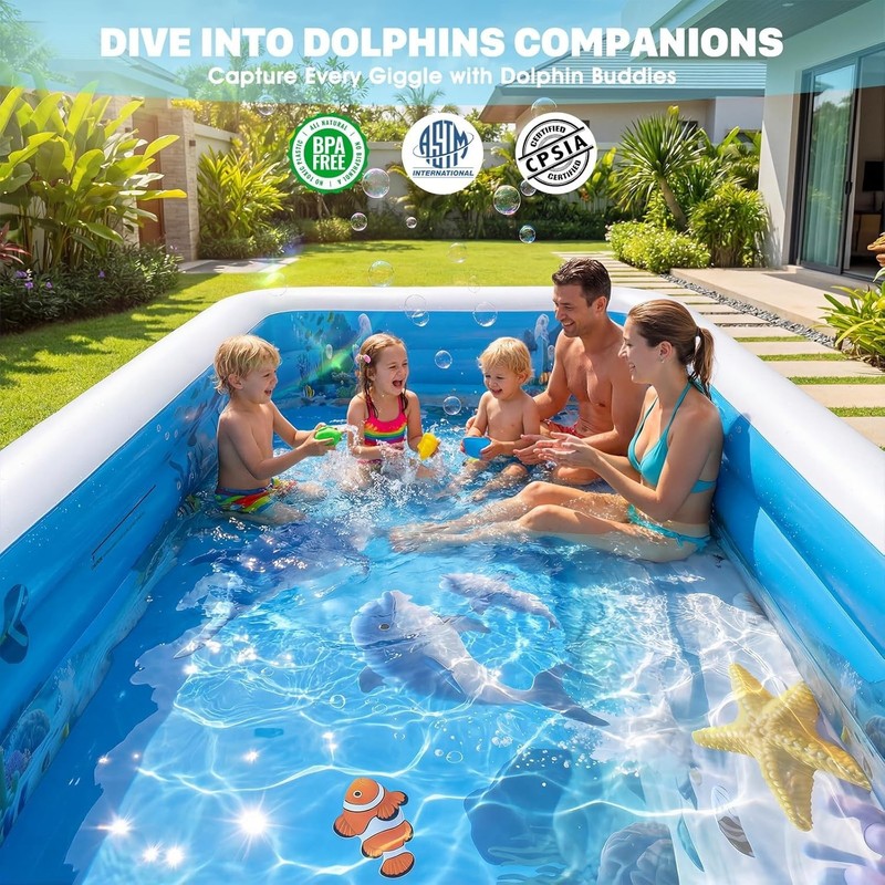 Extra Large Solar-Powered Inflatable Pool With Lights for Family Fun - 120x73x20 gallery
