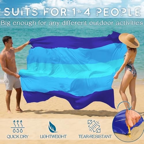 Beach Blanket Waterproof Sandproof Large Sand Free,78''X81''/10'X9' Oversized gallery