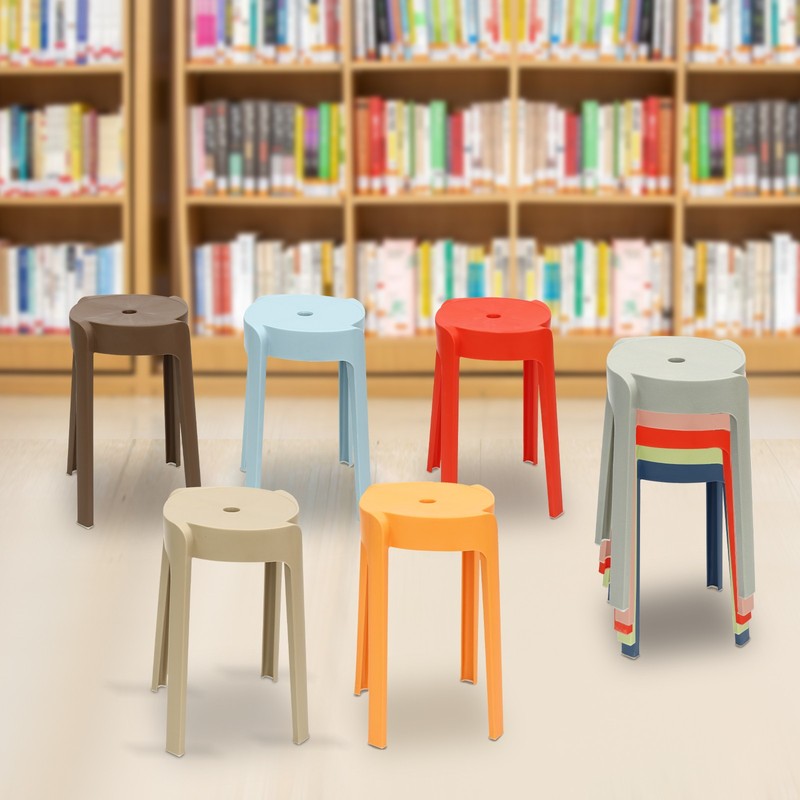 Plastic Stool Counter Kitchen Stools 18'' Set of 4 Backless Stackable Bar Stools gallery