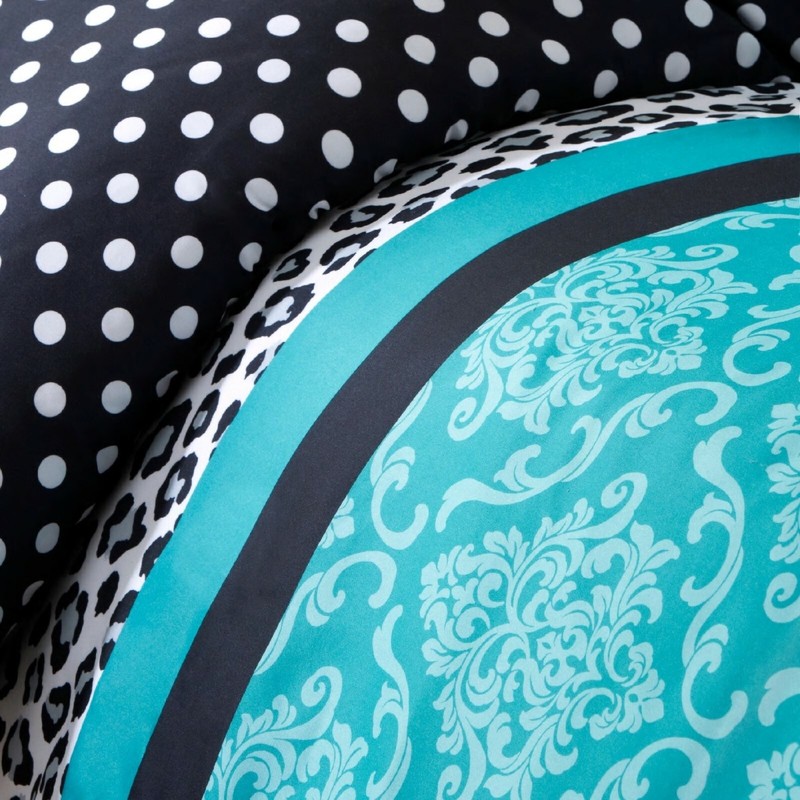 Comforter Set Queen Black Blue White Stripe Dot Animal Print Pillow Sham Bed gallery